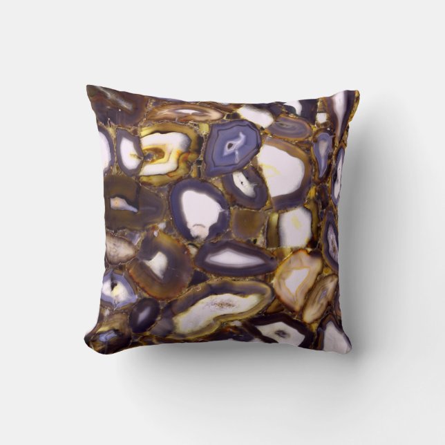 Lila-Brown-White-Agate-Design Kissen (Vorderseite)