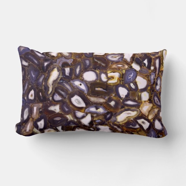 Lila Brown White Agate Steinmuster Lendenkissen (Vorderseite)