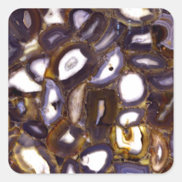 Lila Brown White Agate Steinmuster Quadratischer Aufkleber