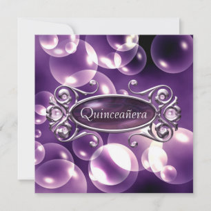 Lila Bubbles Quinceanera 15. Geburtstag Einladung