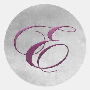 Lila Buchstabe E Mit Monogramm Runder Aufkleber
