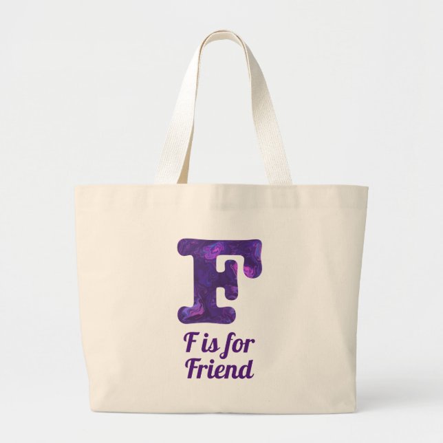Lila Buchstabe F für Friend Monogram Jumbo Stoffbeutel (Vorne)