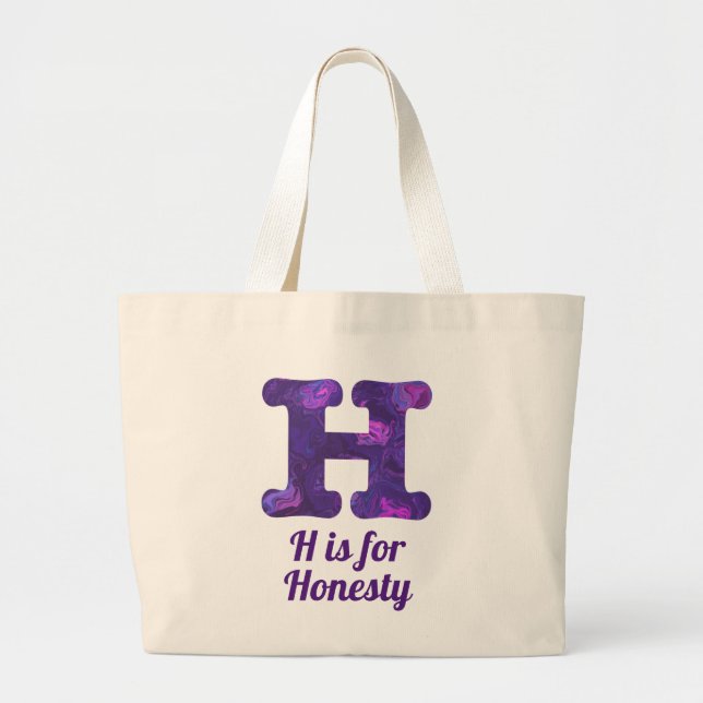 Lila Buchstabe H ist für die Ehrlichkeit Monogram Jumbo Stoffbeutel (Vorne)