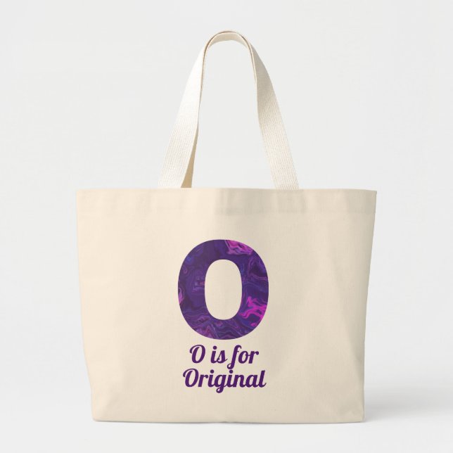 Lila Buchstabe O ist für Original Jumbo Stoffbeutel (Vorne)