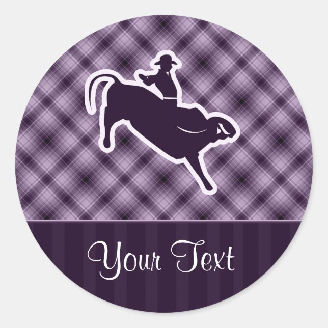 Lila Bull Rider Runder Aufkleber (Vorderseite)