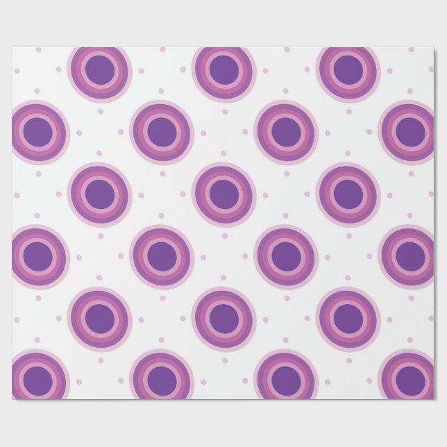 Lila Bullseye-Target-Polka-Dot-Round-Circles Geschenkpapier (Flach)