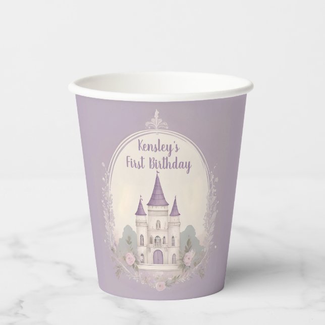 Lila Burgcup Pappbecher (Vorderseite)