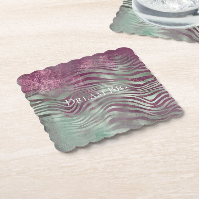 Lila Burgundy Aqua Mint Zebra Untersetzer (angewinkelt)
