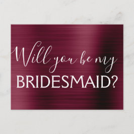 Lila Burgundy Elegant Werden Sie meine Bridesmaid  Einladungspostkarte