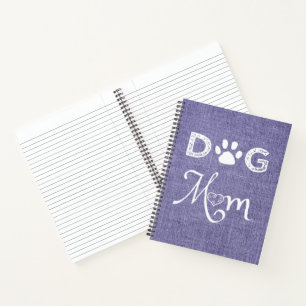 Lila Burlap Dog Mama Notebook Notizbuch