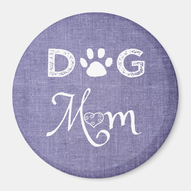 Lila Burlap Hund Mama Magnet (Vorne)