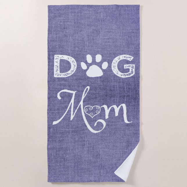 Lila Burlap Hund Mama Strandtuch (Vorderseite)