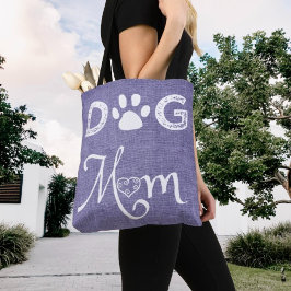 Lila Burlap Hund Mama Tote Bag Tasche