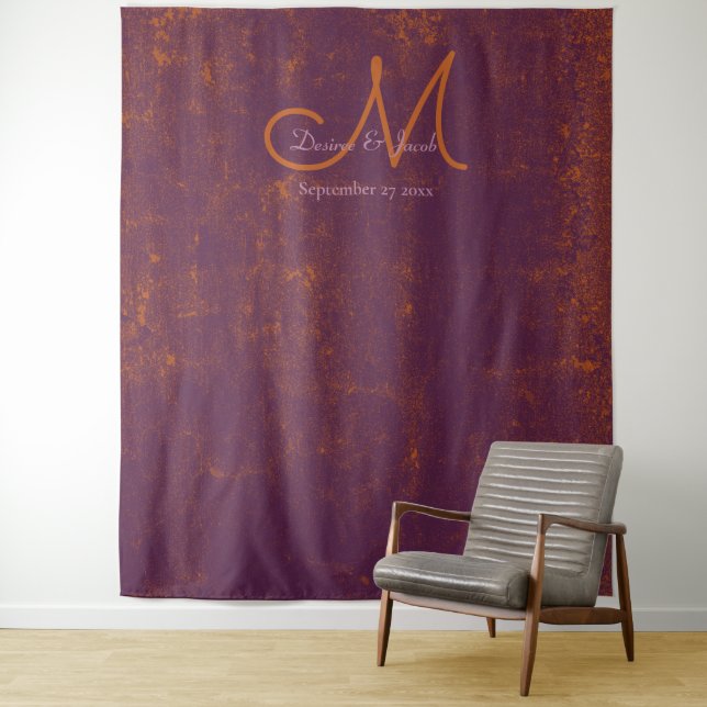 Lila Burnt Orange Wedding Foto Stand Hintergrund Wandteppich (Beispiel)
