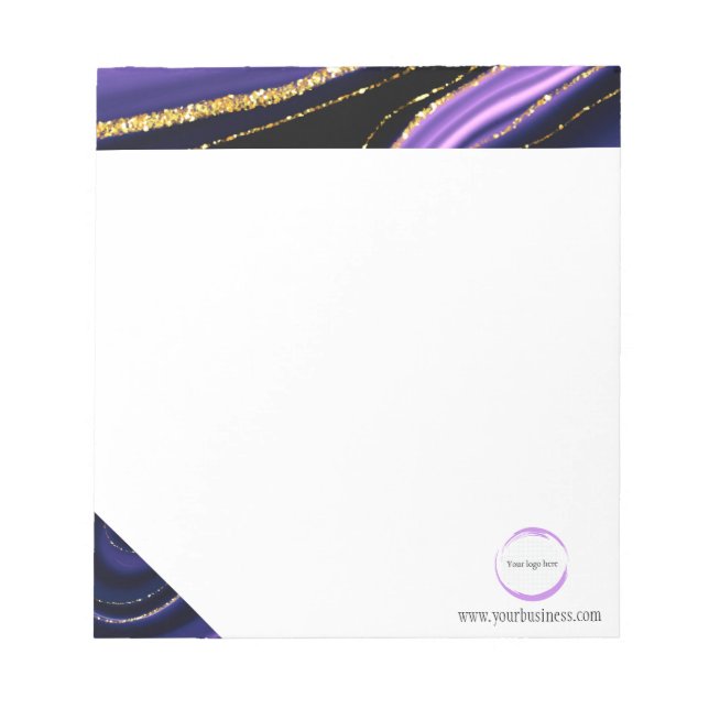 Lila Business-Branding-Notepad aus schwarzem Marmo Notizblock (Vorderseite)
