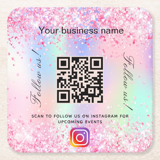 Lila Business-Salon mit rosa Rosa-Farbton, qr-Code Rechteckiger Pappuntersetzer (Vorderseite)