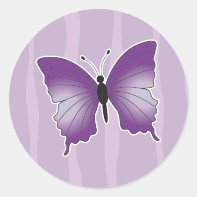 Lila Butterfly-Aufkleber Runder Aufkleber (Vorderseite)