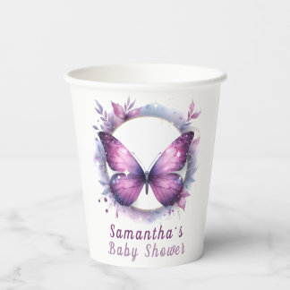 Lila Butterfly-Baby-Dusche Pappbecher