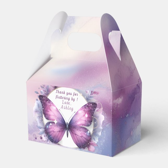 Lila Butterfly Baby Dusche Vielen Dank Geschenkschachtel (Vorderseite)
