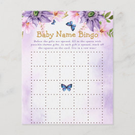 Lila Butterfly Baby Showspiel Bingo