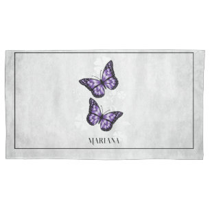 Lila Butterfly-Blumenkissenfall Kissenbezug
