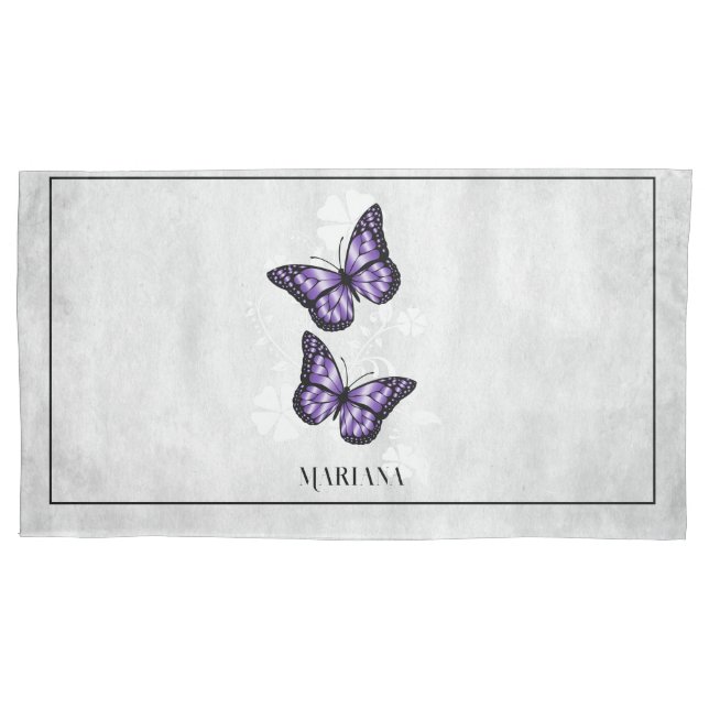 Lila Butterfly-Blumenkissenfall Kissenbezug (Vorderseite)