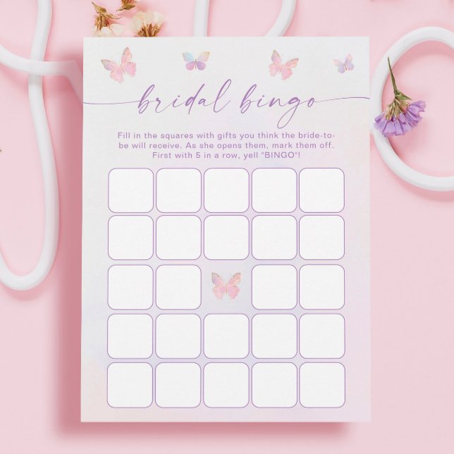 Lila Butterfly Brautparty Bingo Game Card Einladung (Von Creator hochgeladen)