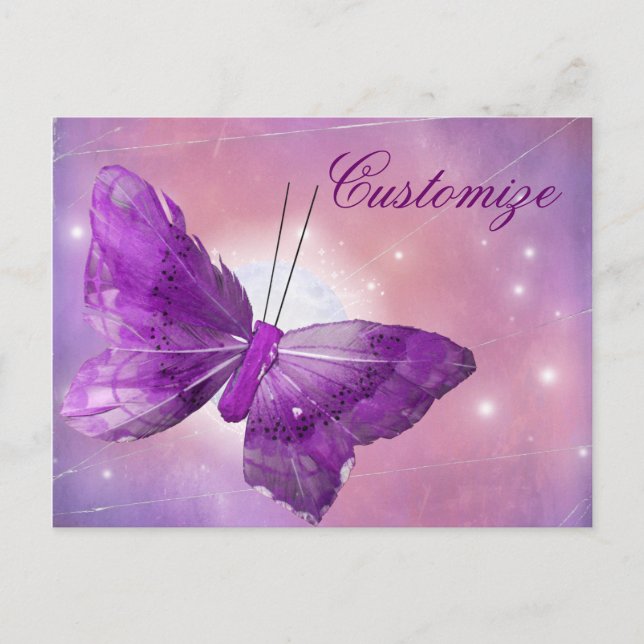 Lila Butterfly Fantasy Moon Designs Postkarte (Vorderseite)