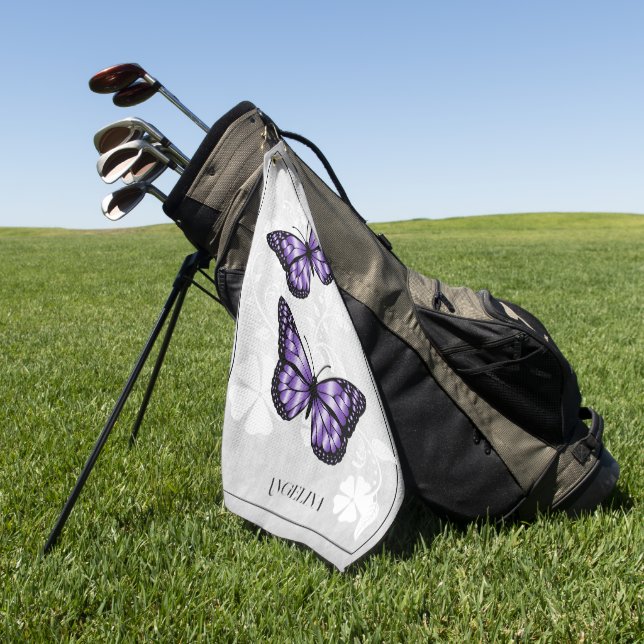 Lila Butterfly Floral Golf Handtuch (Gras)