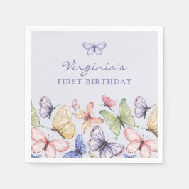 Lila Butterfly Geburtstag Serviette