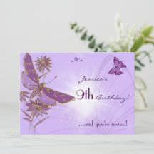 Lila Butterfly Geburtstagseinladungskarte