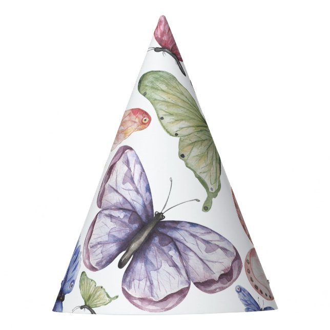 Lila Butterfly Geburtstagsfeierhut Partyhütchen (Vorderseite)