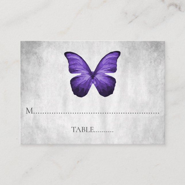 Lila Butterfly-Hochzeiten-Platzkarten Platzkarte (Vorderseite)