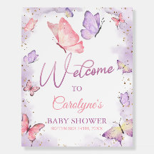 Lila Butterfly Kisses & Baby wünscht Baby Dusche