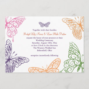 Lila Butterfly Kisses Hochzeitsempfehlung Einladung