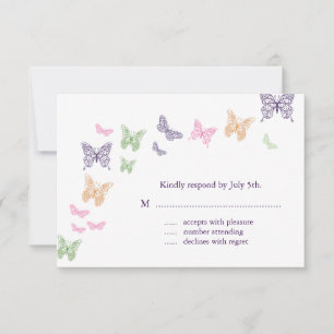Lila Butterfly Kisses UAWG RSVP Karte
