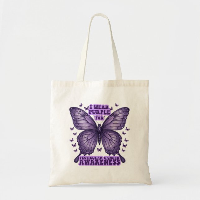 Lila Butterfly-Krebsbewusstsein Tragetasche (Vorne)