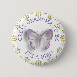 Lila Butterfly-Oma für Babydusche Button