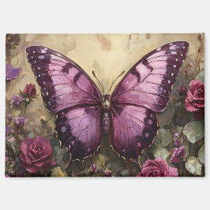 Lila Butterfly Rose Bush Malerei Magnet
