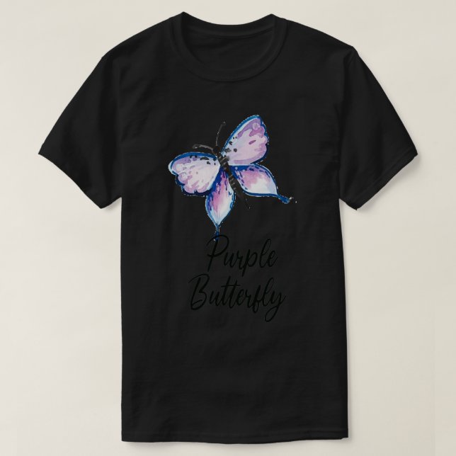 Lila Butterfly Schöne Aquarellbilder T-Shirt (Design vorne)