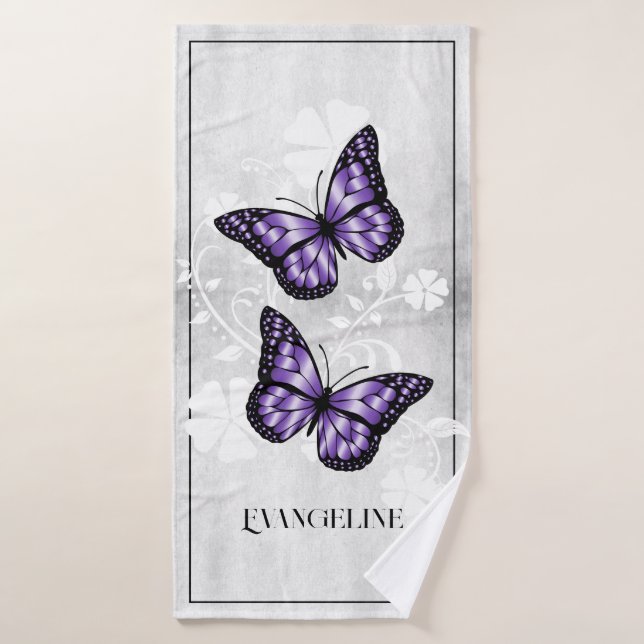 Lila Butterfly-Set Badhandtuch Set (Badehandtuch)