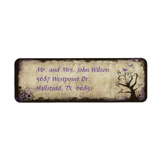 Lila Butterfly-Vintager Rücksendeadresse (Vorne)