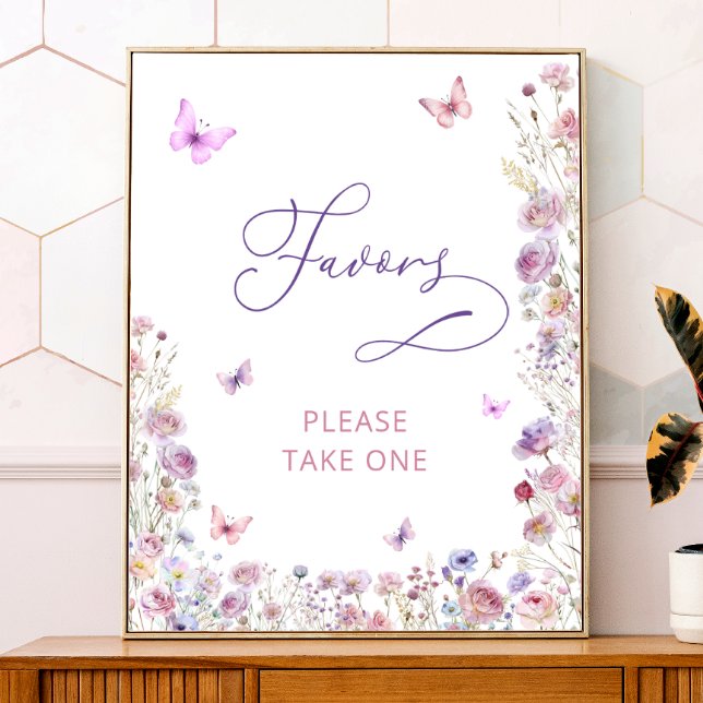 Lila Butterfly-Wildblumen Kinderduschfavoriten Poster (Von Creator hochgeladen)