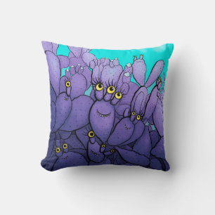 Lila Cactus Funny Succulent Kissen