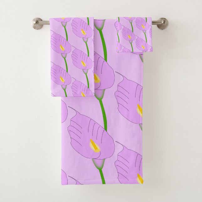Lila Cala Lily Design Badhandtuch Set (Insitu)