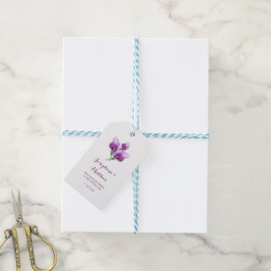 Lila Calla Lily Floral Monogram Gastgeschenk Hochz Geschenkanhänger