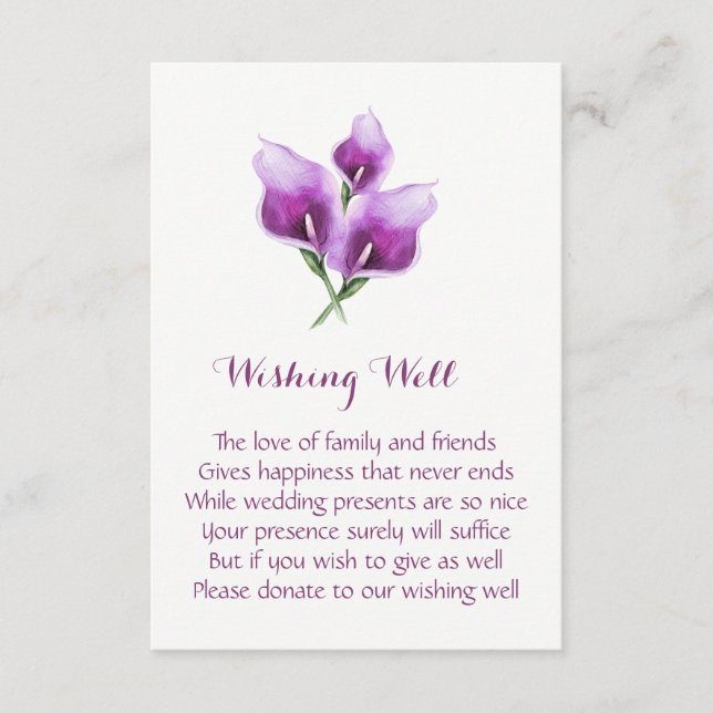Lila Calla Lily Hochzeitkarten Begleitkarte (Vorderseite)