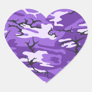 Lila Camouflage Herz-Aufkleber