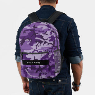 Lila Camouflage Ihr Name personalisieren Bedruckter Rucksack