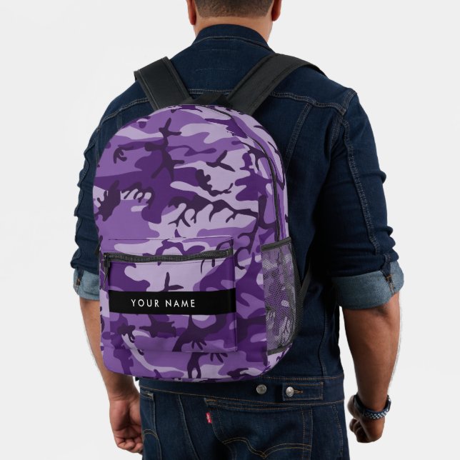 Lila Camouflage Ihr Name personalisieren Bedruckter Rucksack (Insitu (Modell))